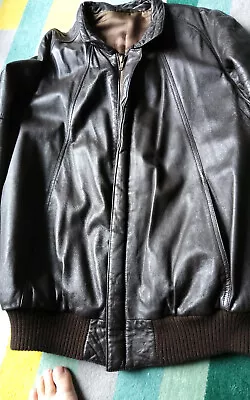 Mens Vintage Brown Leather Jaeger Jacket. Good Condition • £40