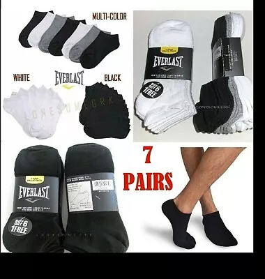 7 Pairs Mens Thin Light Weight Moisture Wicking No Show Everlast Socks Free Ship • $12.95