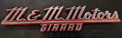 M&M.Motors--Girard--Metal  Dealer Emblem Car  Vintage SM6055 • $42.99