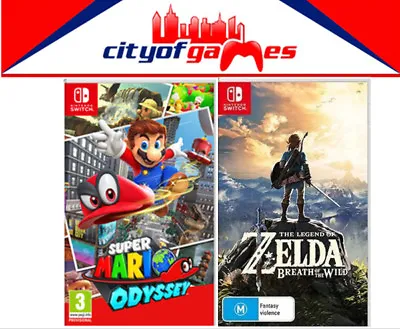 $154.95 • Buy The Legend Of Zelda Breath Of The Wild & Super Mario Odyssey Switch New & Sealed