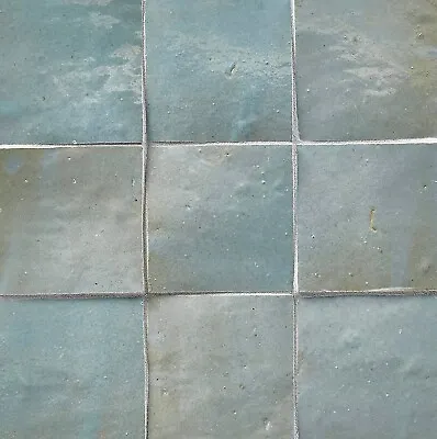 4x4 Authentic Handmade Aqua Moroccan Zellige Floor And Wall Tile (1 PIECE) • $9.99