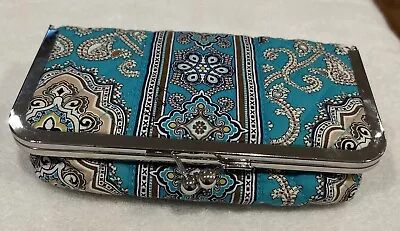 Vera Bradley Cosmetic Jewelry Make Up Case Kiss Lock Totally Turquoise • $9.99