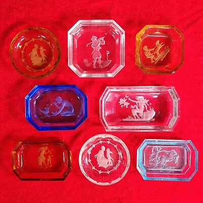 Lot Of 8 Vintage Intaglio Open Salts Cellars Dips Blue Amber Clear All Different • $32.50