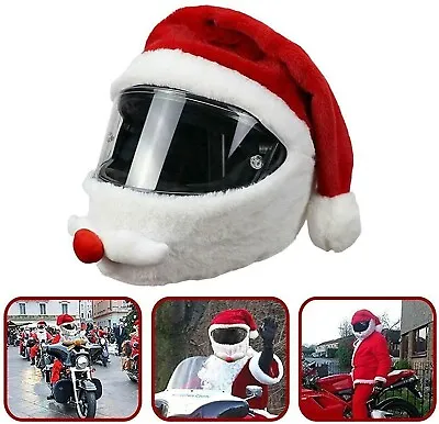 Christmas Santa Claus Costume Velvet Motorcycle Helmet Case Cover Hat Cap • $11.59