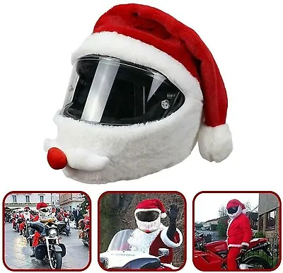 ON SALE!! Christmas Santa Claus Costume Velvet Motorcycle Helmet Cover Hat Cap • $9.99