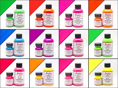 Neon Paint 12 Colors Angelus Acrylic Leather /Vinyl Paint /Dye Waterproof - 4 Oz • $7.99