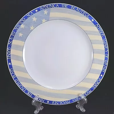 America The Beautiful Dinner Plate Patriotic US Flag Sakura Warren Kimble Pasta • $9.94