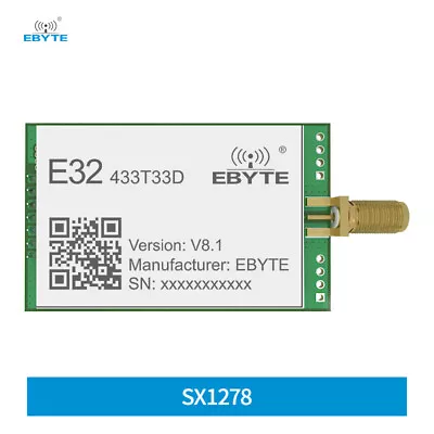 SX1278 LoRa Module UART 433MHz 33dBm SMA 16km LongRange Wireless Transceiver Lot • $14.95