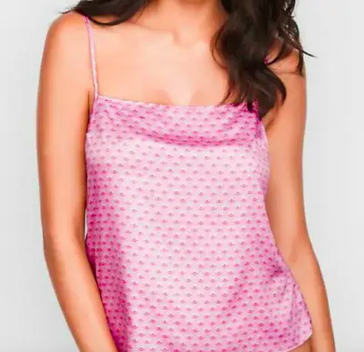Victorias Secret Satin Blue Pink Diamond Bombshell Cami Pajama Sleep Tank Top S  • $14.50