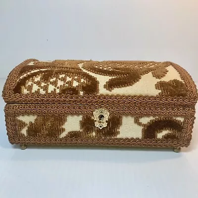 Vintage Schmid Bros Brocaded Music Box Jewelry Box Plays “Love Story” Japan • $10.95