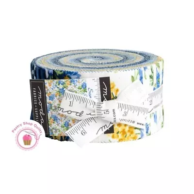 Moda SUMMER BREEZE 2023 Blue Yellow Florals JELLY ROLL 40 2 1/2  Fabric Quilt • $56.95