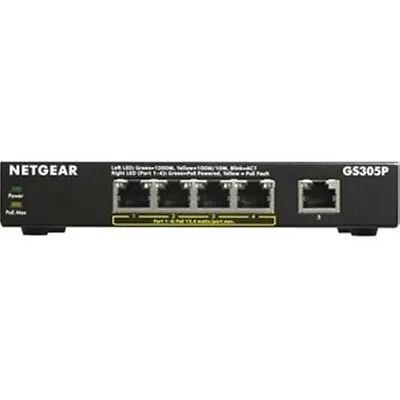 $108.70 • Buy Netgear GS305P 5-Port Gigabit Ethernet Switch With 4-Ports PoE - Unmanaged