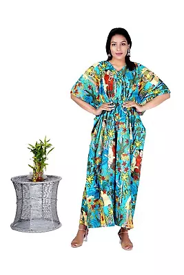$36.29 • Buy Cotton Sky Frida Kahlo Kaftan Night Maxi Dress Indian Women's Clothing Maxi Gown