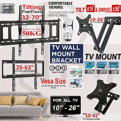 £7.35 • Buy Slim Tilt/swivel/flat Tv Wall Bracket Mount 3d Lcd Led Plasma For 10 -70  Inch 