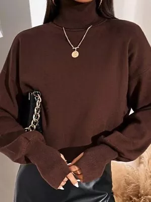 £8.99 • Buy New☆primark☆chocolate Brown  Knitted Roll Up Neck Jumper 10-12