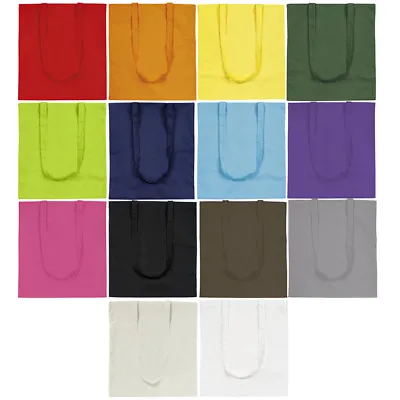 100% Cotton Canvas Bright Coloured Shopping Shoulder Tote Shopper Bags Reusable • £3.99