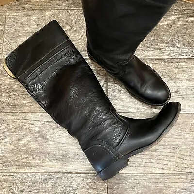 Frye Melissa Trapunto Black Leather Knee High Equestrian Riding Boots 7B • $49.90