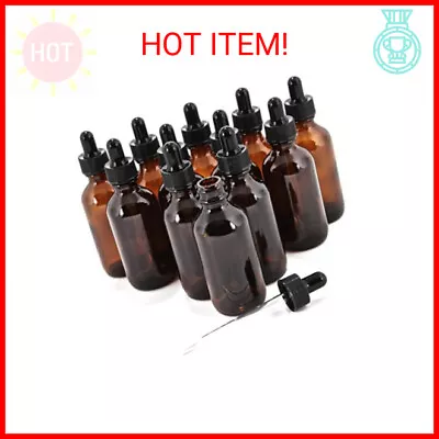 Amber Glass Bottles - 2 Oz - Glass Eye Droppers Included • $14.69