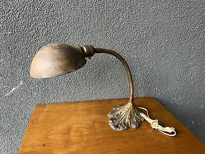 Vintage Gooseneck Desk Lamp Cast Iron Palmette Mid Century Mcm Eames Era ￼ • $125