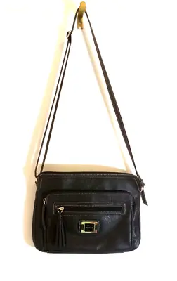 Rosetti Handbag Purse Womens Black Silvertone Accents Logo Tassel Design Strap • $24.77