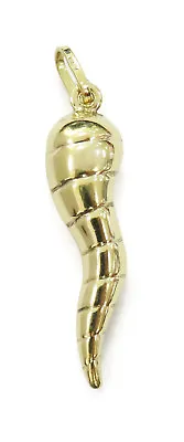 14k Yellow Gold Italian Horn Good Luck Charm Necklace Pendant ~ 1.9g • £165.99
