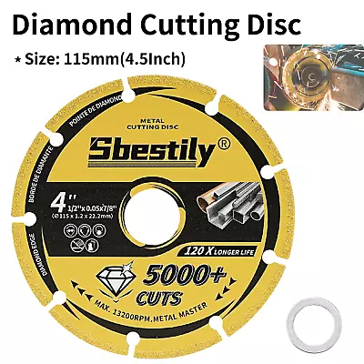 115mm Diamond Cutting Disc 7/8In Bore Metal Cutting Tool For Metal Angle Grinder • £12.84
