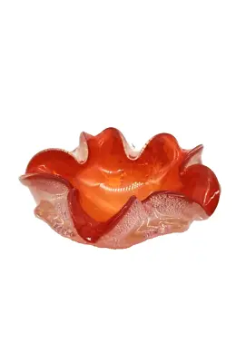 Vtg Murano Barovier Toso Orange Silver Aventurine Bowl Ashtray • $42