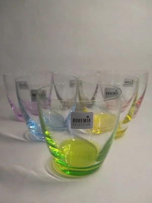 £18 • Buy  6x Bohemian Czech Homemade Coloured Crystal Wine/spirit Glasses UK Sell Only 