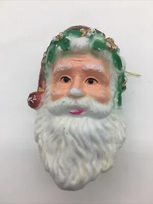 Vintage Santa Claus Head Christmas Ornament Plastic Face  • $11