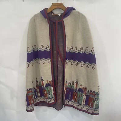 Sabra Hooded Cape Poncho Shawl Sweater Travels European Wool Vintage 1970 • $29.30