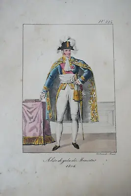 Litho Color Costume Portrait Napolon I Minister Holy Emperor Empire 1830 • £25.69