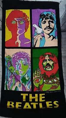 Ultra Rare Vintage 1990 The Beatles Portraits Black Beach Towel 27 X 54  • $179.99