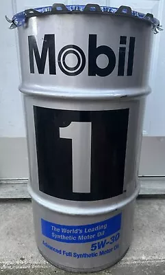 16 Gallon Mobil 1 Motor Oil Drum Man Cave Trashcan With Lid • $135