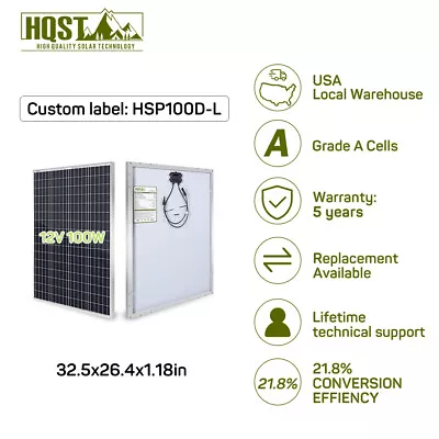 HQST 100W Watt Solar Panel 12V Monocrystalline 400W 300W 200W RV Home Garden  • $145.59