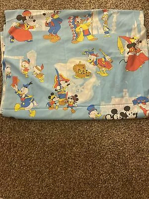 80's VTG Walt Disney Production TWIN FLAT SHEET Mickey Donald Duck Minnie Mouse • $20