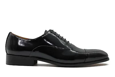 Mens Patent Leather Toe Cap Oxfords Lace Ups Classic Polished Smart Dress Shoes • £79.99