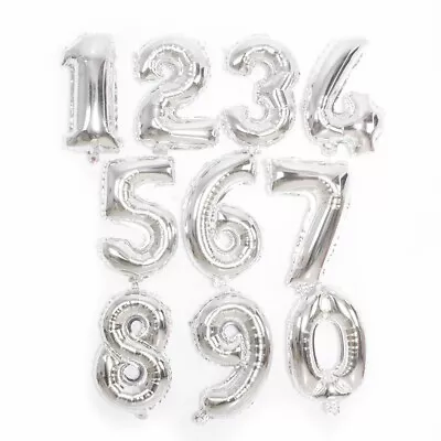 32 Inch/81cm Number Foil Balloons Number Ballon Happy Birthday Party (SILVER) • $2.99