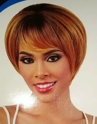 Motown Human Hair Blend Wig  Effie Platinum Bob With Bangs Swipes Towards Face • $33.99