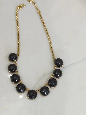 J Crew Black Bubble Dot Dome Beaded Necklace 17 -20  Gold  Tone Chain • $19.99
