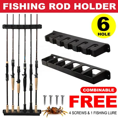 $15.99 • Buy 6-Rod Rack Fishing Pole Holder Tackle Wall Fishing Rod Storage Fixed Stand AU