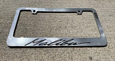 Malibu Script License Plate Frame Metal Chrome • $100.79