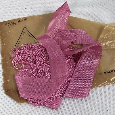 VINTAGE Snood Hair Net Flapper 1920’s NOS Austria Bun Cover W/ Ties Pink • $29.99