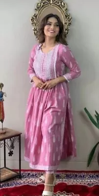 Indian Kurti Pant Dupatta Set Long Ethnic Women  Party Wear Women Dress • $61.59