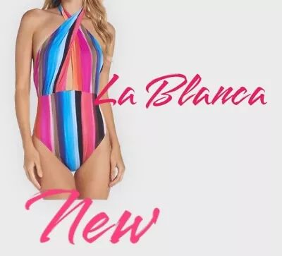La Blanca Women's Swimsuit Once Piece With Multicolor Stripes. Tummy Control • $29