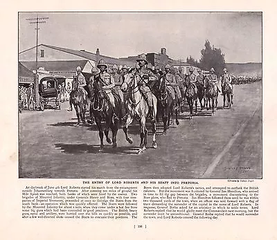 1900 ~ Boer War Print ~ The Entry Of Lord Roberts & His Staff Into Pretoria • £38.50