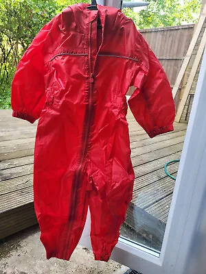 £9 • Buy Regatta Boys & Girls Puddle IV Waterproof All-In-One Suit Red 98-104cm
