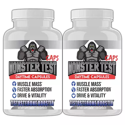 #1 Testosterone Test Booster Monster Test Caps Male Drive Men's Pills 120ct 2pk • $21.99