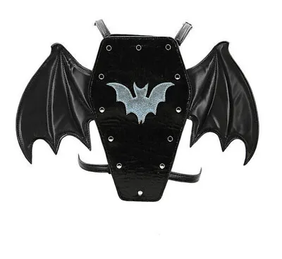 Bat Coffin 82156UB Mini Backpack Purse Bag Vinyl Black • $32