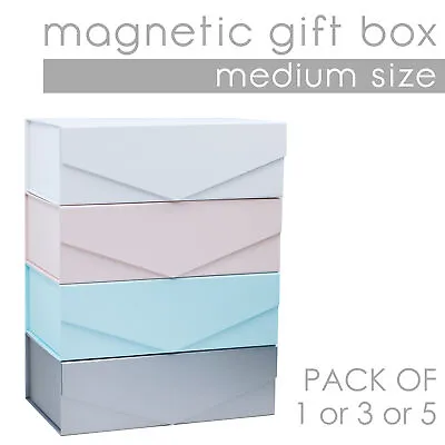 1/3/5 Pack Rigid Luxury Gift Box Magnetic Closure Plain Medium Size 31x20x10 Cm • £11.99