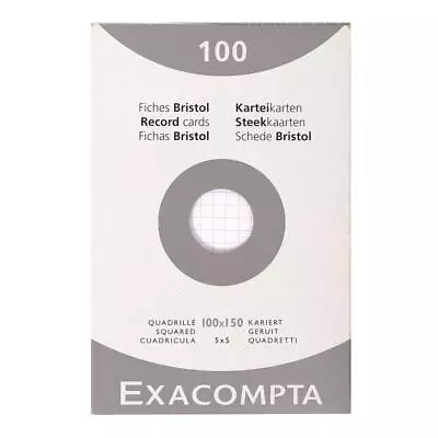 Exacompta Bristol Squared Board For Printing 100 X 150 Mm - White Pack Of 100 • $65.77